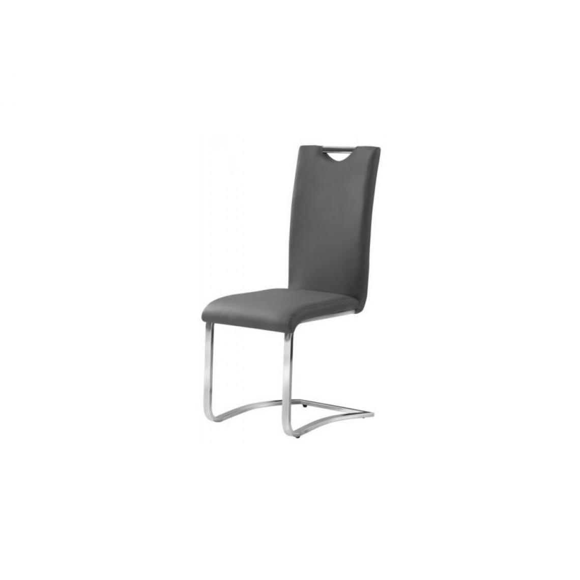 Hucoco - CORI | Chaise moderne cuir écologique | Dimensions : 101x42x43 cm | Salle à manger salon bureau modernes | Design ergonomique - Gris - Chaises