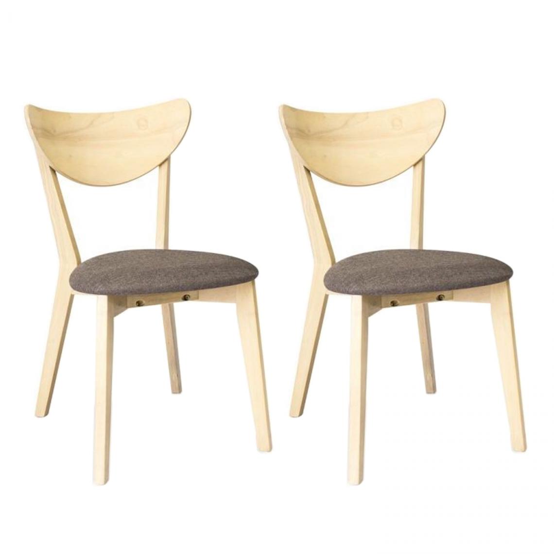 Hucoco - EDIA - Lot de 2 chaises en bois style scandinave salle à manger - 79x45x44 cm - MDF + bois massif - Gris - Chaises