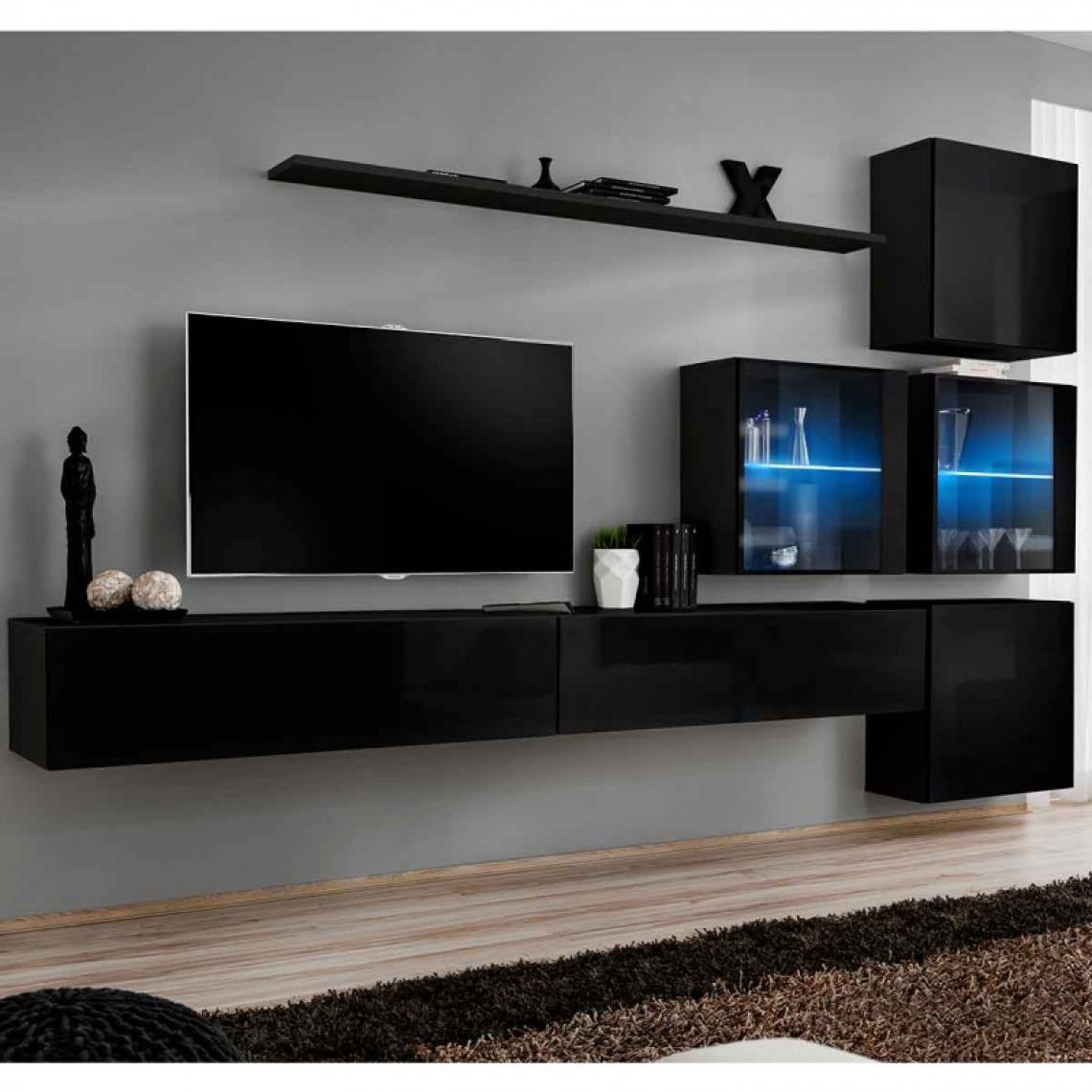 Ac-Deco - Meuble TV Mural Design Switch XIX 310cm Noir - Meubles TV, Hi-Fi