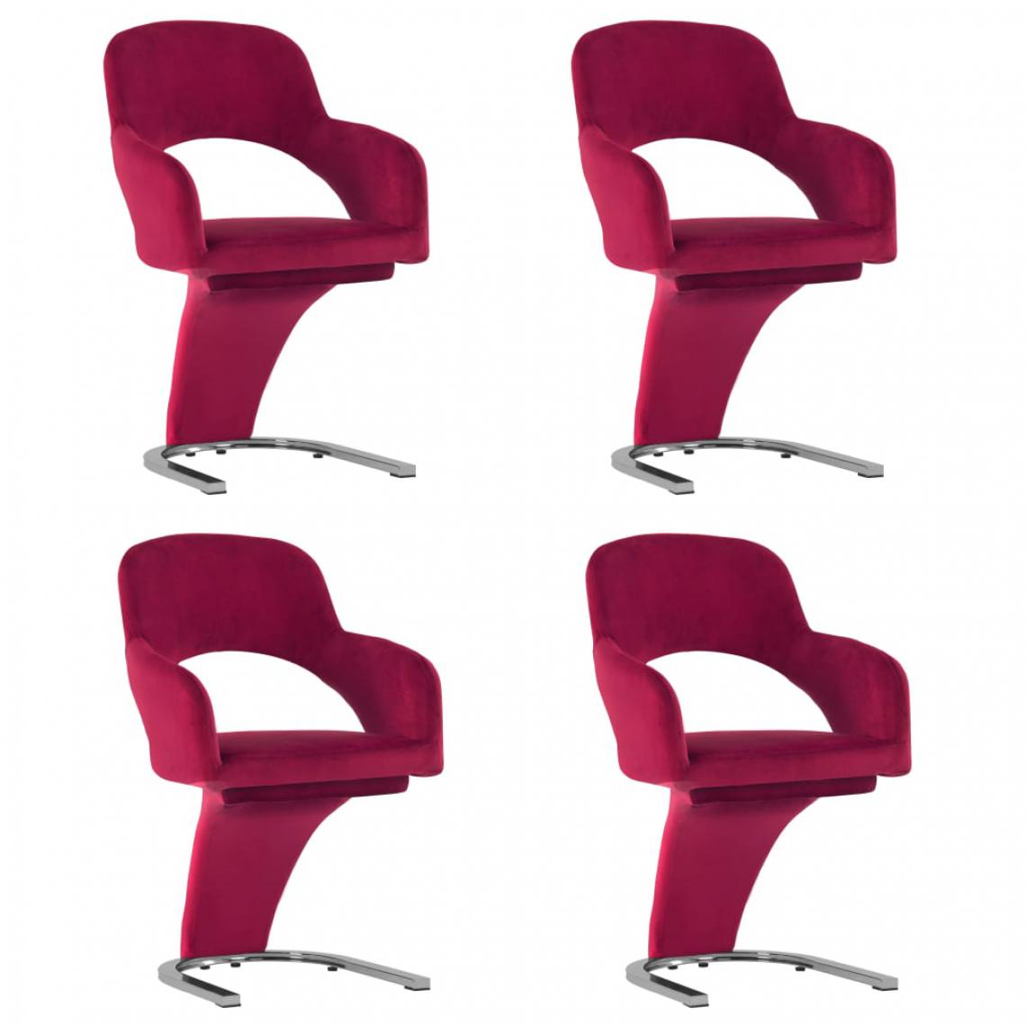 Icaverne - Contemporain Fauteuils et chaises edition Port-d’Espagne Chaises de salle à manger 4 pcs Rouge bordeaux Velours - Chaises