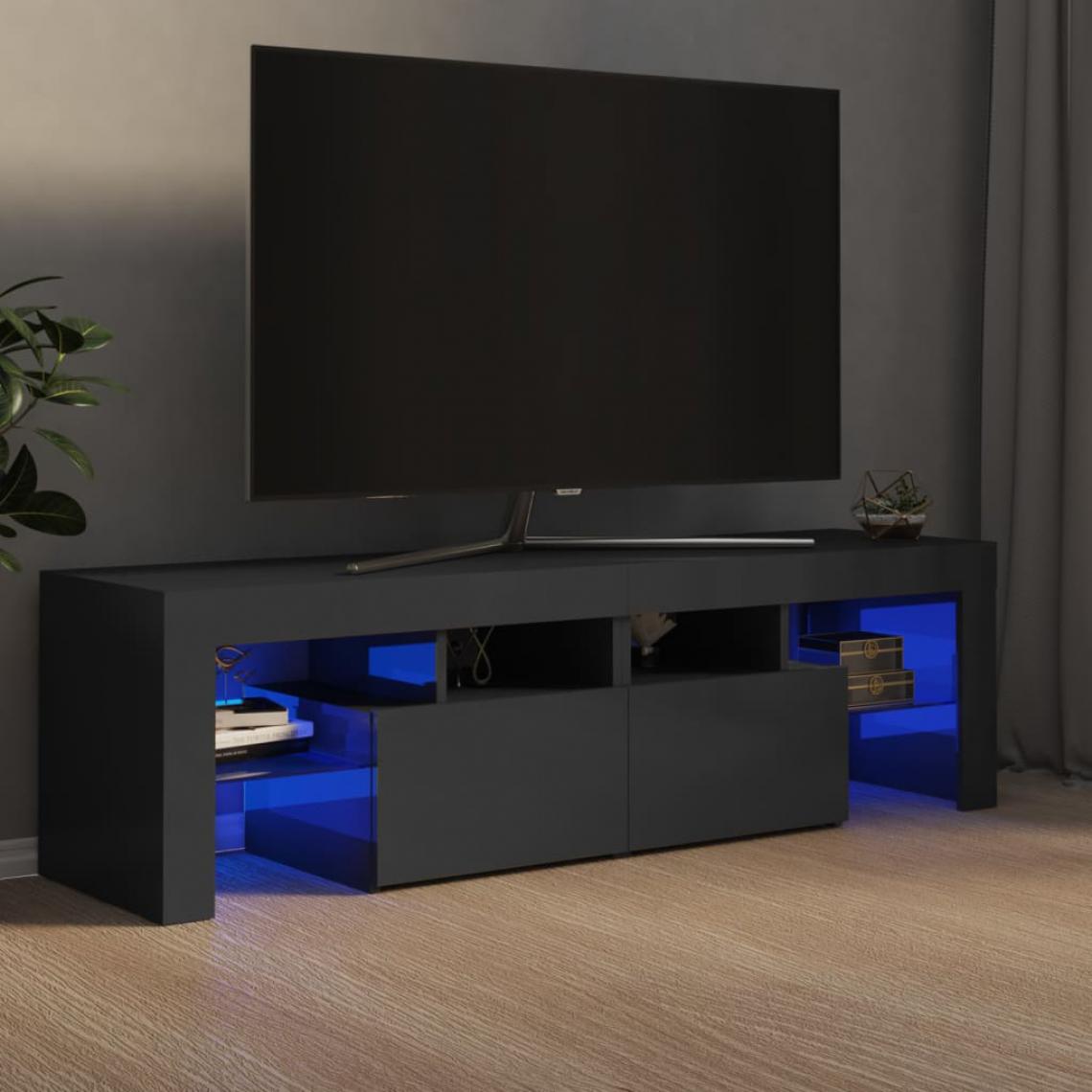 Vidaxl - vidaXL Meuble TV avec lumières LED Gris brillant 140x35x40 cm - Meubles TV, Hi-Fi