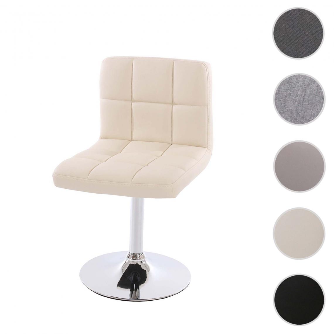 Mendler - Chaise de salle à manger Kavala, chaise de cuisine, pivotante ~ simili cuir crème, base chromée - Chaises
