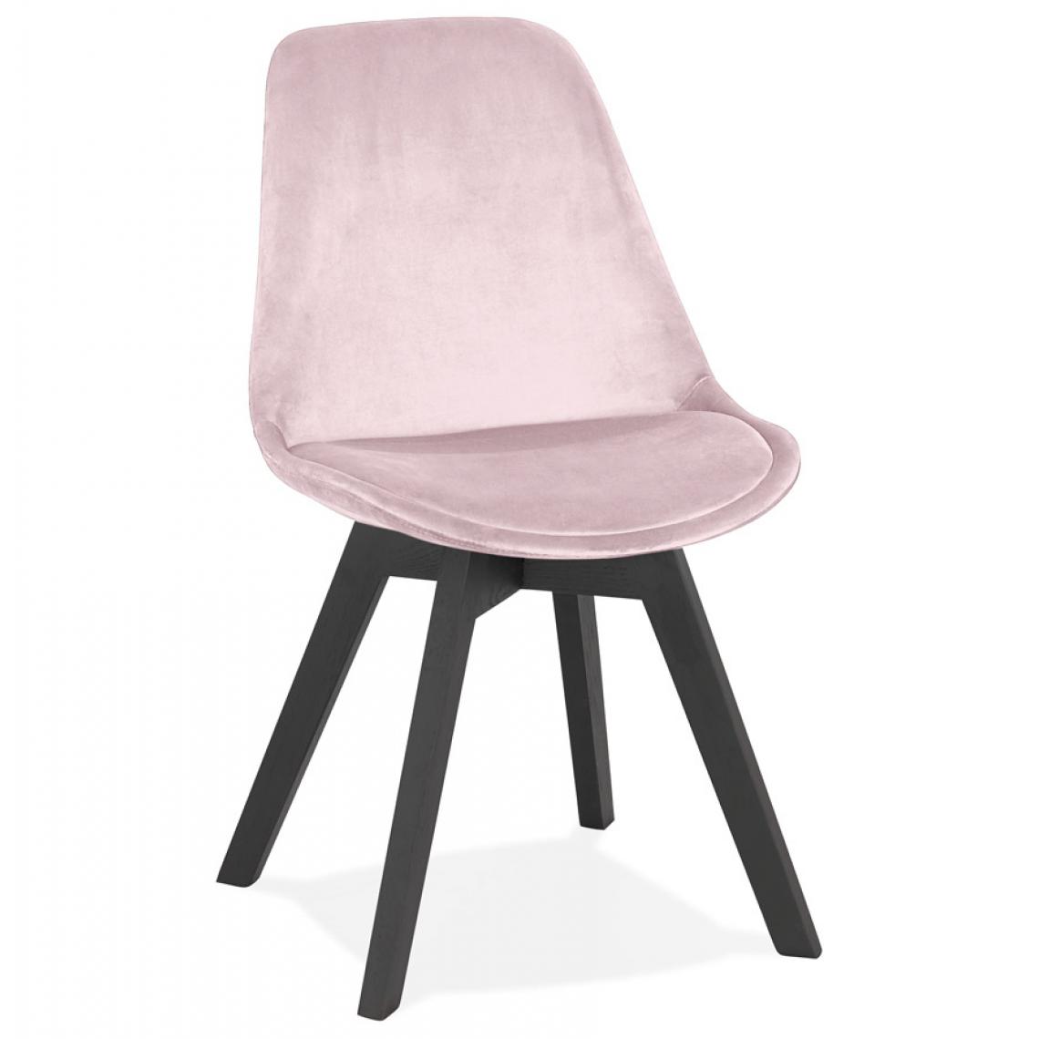Alterego - Chaise en velours rose 'JOE' avec structure en bois noir - Chaises