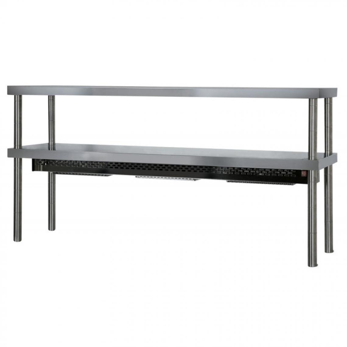 Materiel Chr Pro - Table Chauffante 2 Niveaux - Hauteur 700 mm - L 800 à 1800 mm - 1800 mm - Etagères