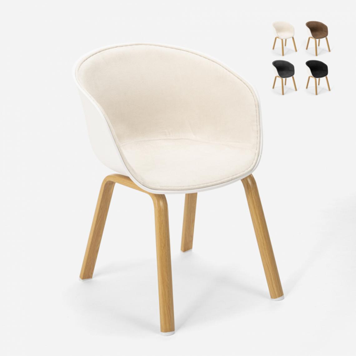 Ahd Amazing Home Design - Chaise design scandinave avec métal effet bois pour bar cuisines Bush, Couleur: Blanc - Chaises