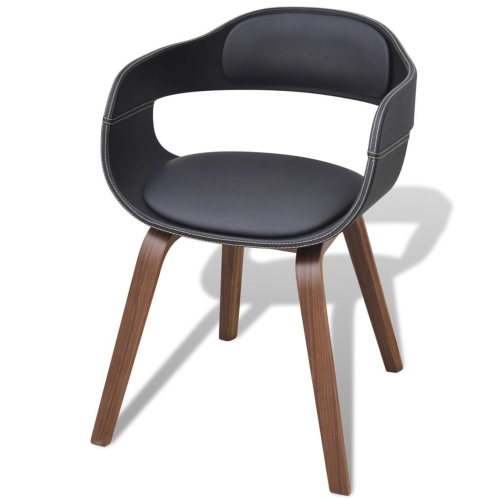Vidaxl - Chaise de salle à manger avec pieds en bois Cuir synthétique | Noir - Chaises