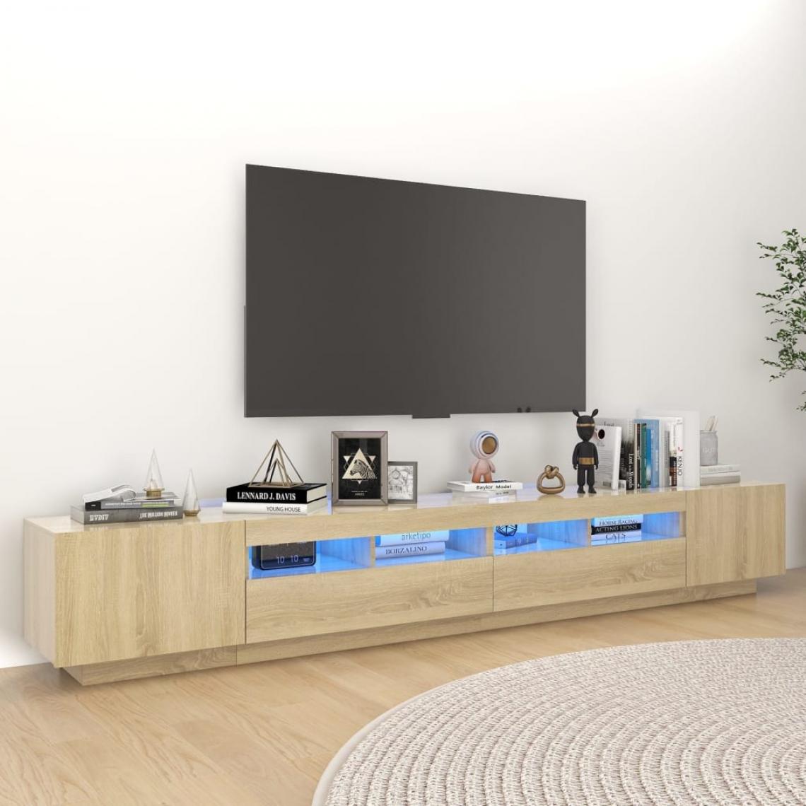 Vidaxl - vidaXL Meuble TV avec lumières LED Chêne sonoma 260x35x40 cm - Meubles TV, Hi-Fi