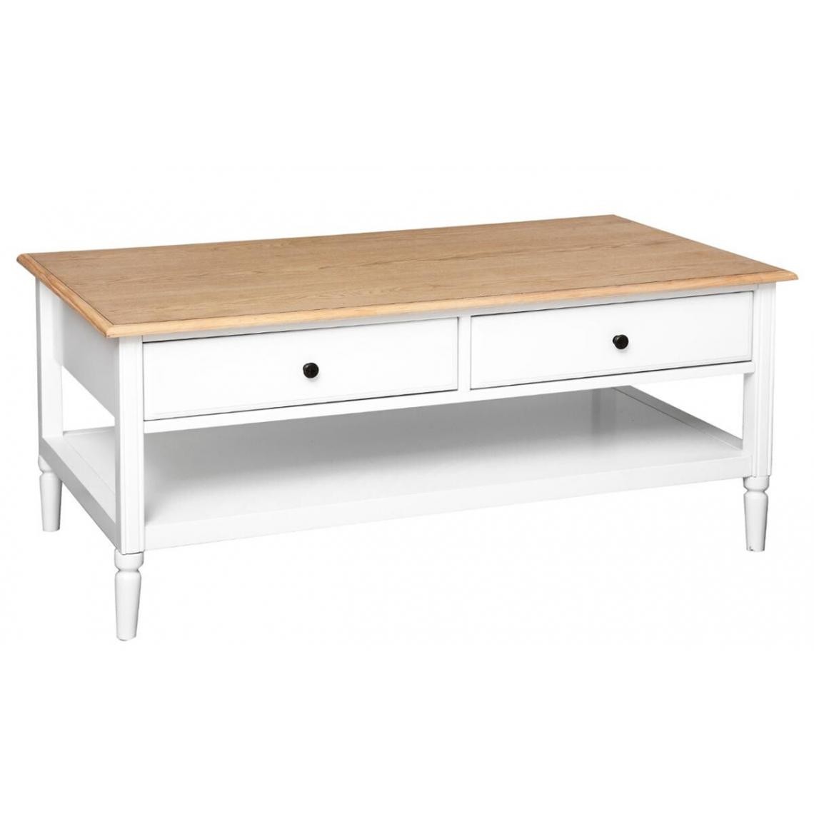 Pegane - Table basse avec rangement coloris blanc - Longueur 110 x Profondeur 60 x Hauteur 47 cm - Tables basses
