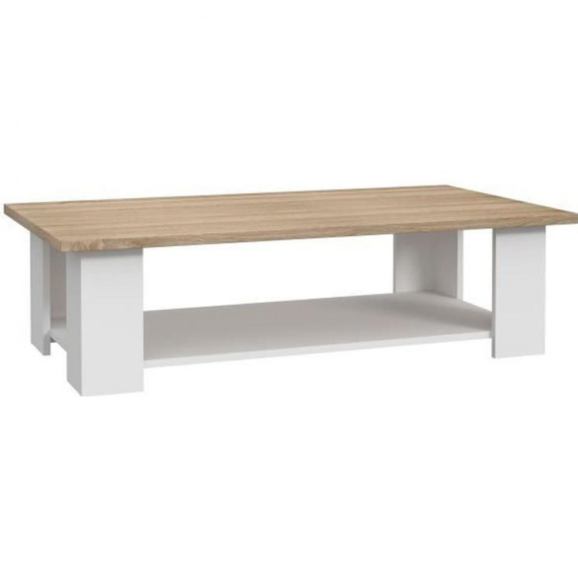 Cstore - PILVI - table basse rectangulaire - blanc et chêne sonoma - l 110xp 60xh 31 cm - Tables basses
