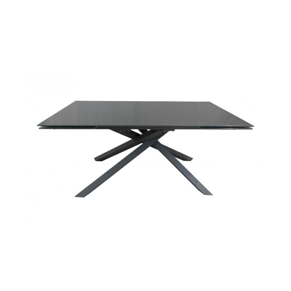 Meubletmoi - Table extensible 160 à 240 cm plateau en verre gris pieds étoile - ESTRELLA - Tables à manger
