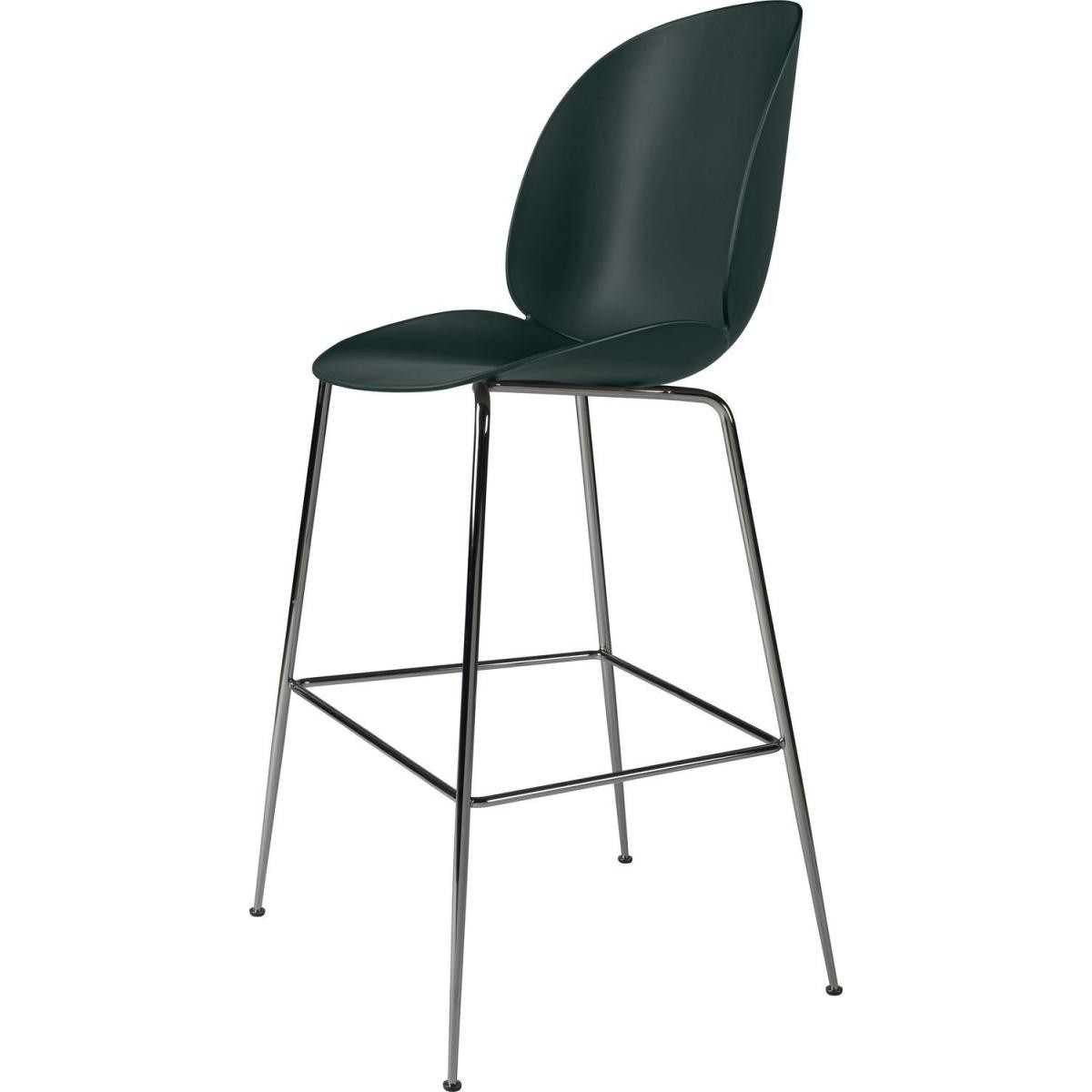 Gubi - Chaise de Bar Beetle - noir chrome - vert foncé - 63 cm - Tabourets