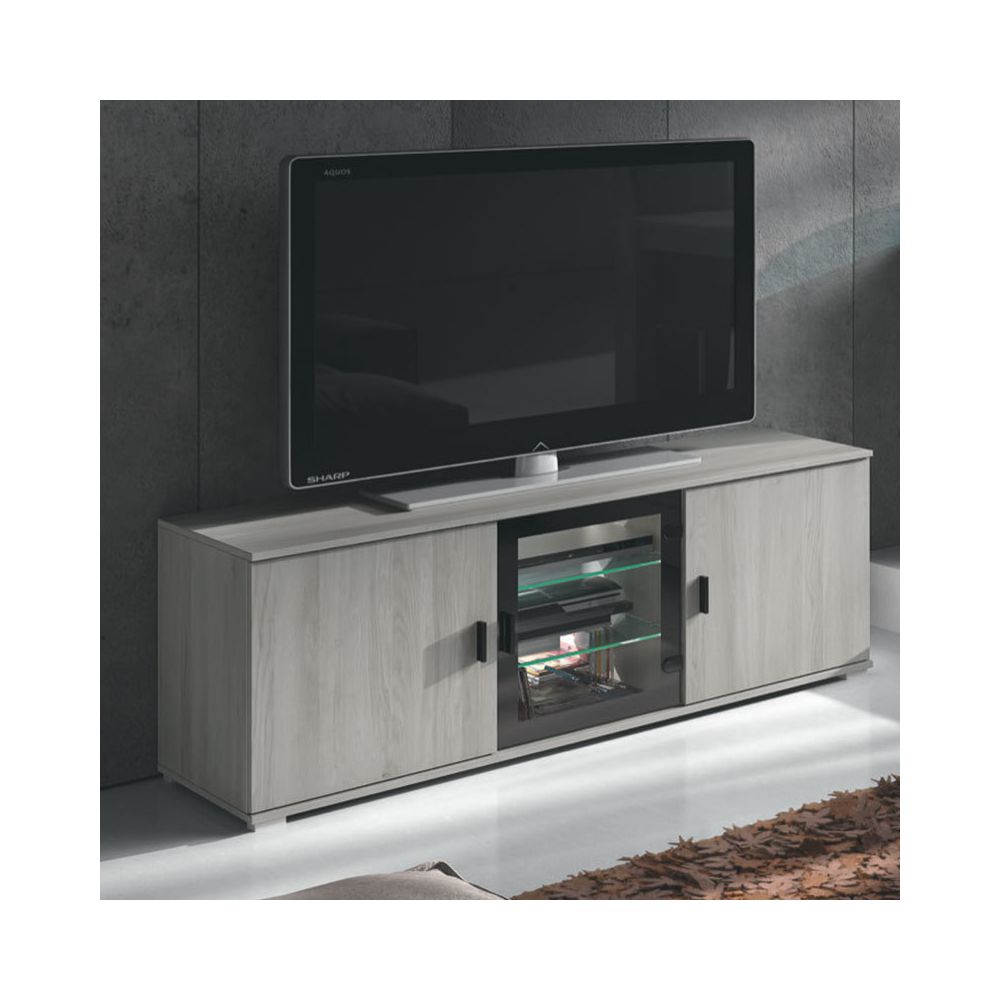 Kasalinea - Banc TV 135 cm contemporain couleur chêne gris SOPHIE - Meubles TV, Hi-Fi