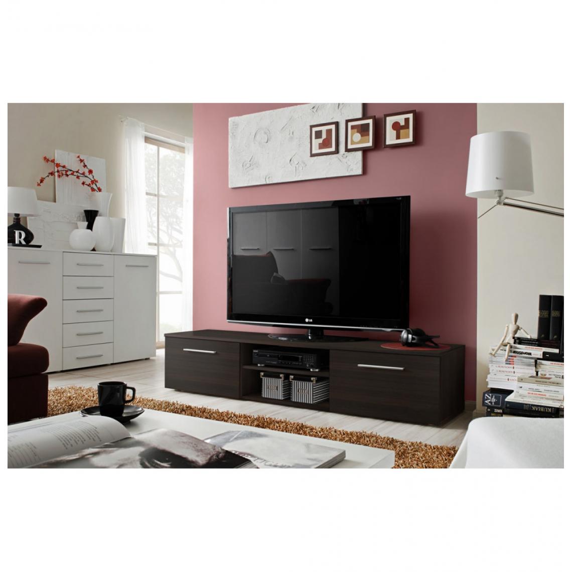 Ac-Deco - Banc TV - Bono II - 180 cm x 37 cm x 45 cm - Wengé - Meubles TV, Hi-Fi