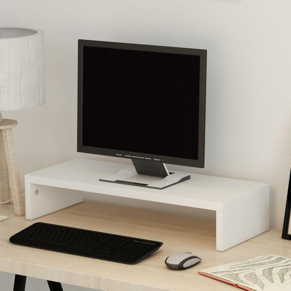 Vidaxl - vidaXL Support de moniteur Aggloméré 60 x 23,5 x 12 cm Blanc - Meubles TV, Hi-Fi