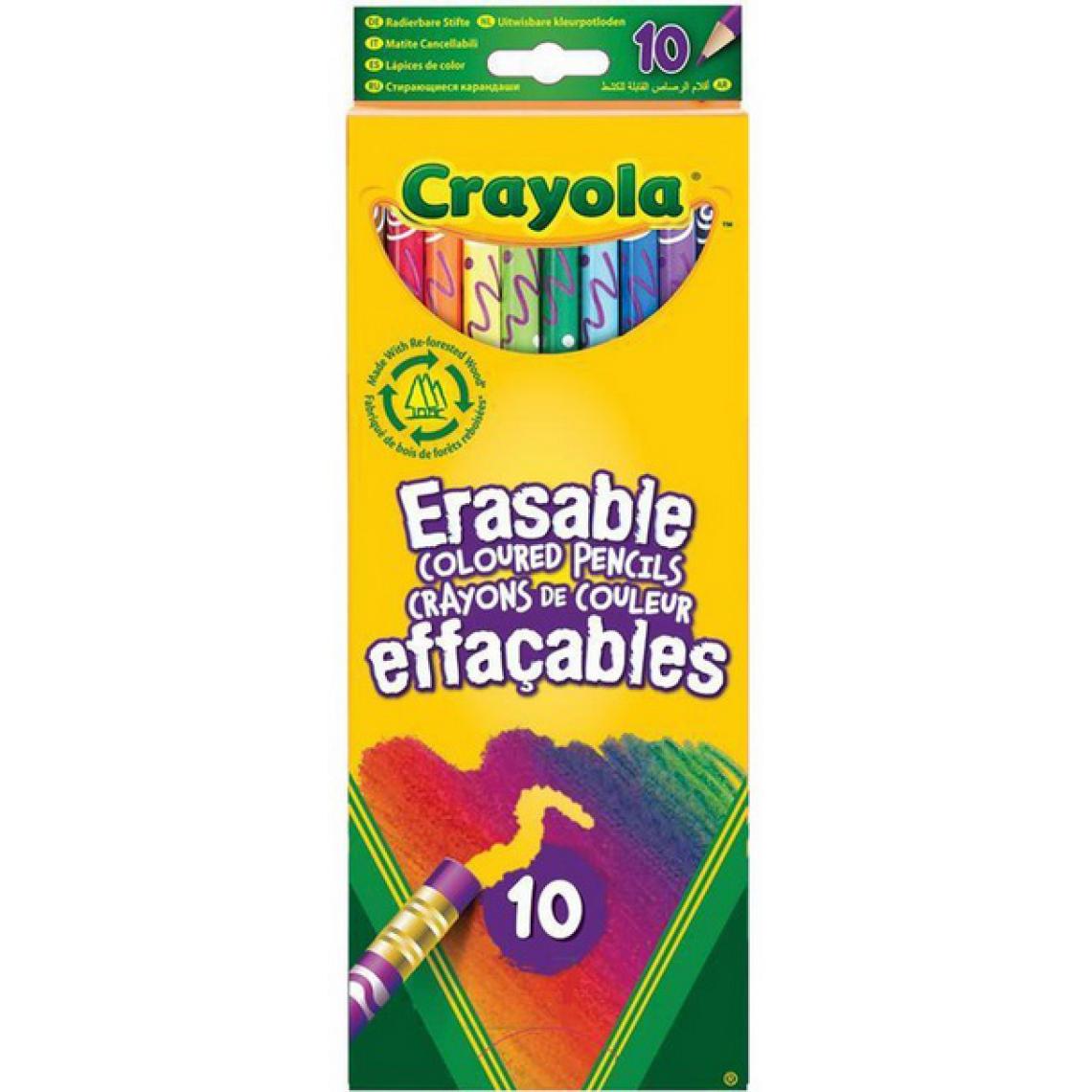 Crayola - 10 Crayons de couleur effaçables - Objets déco