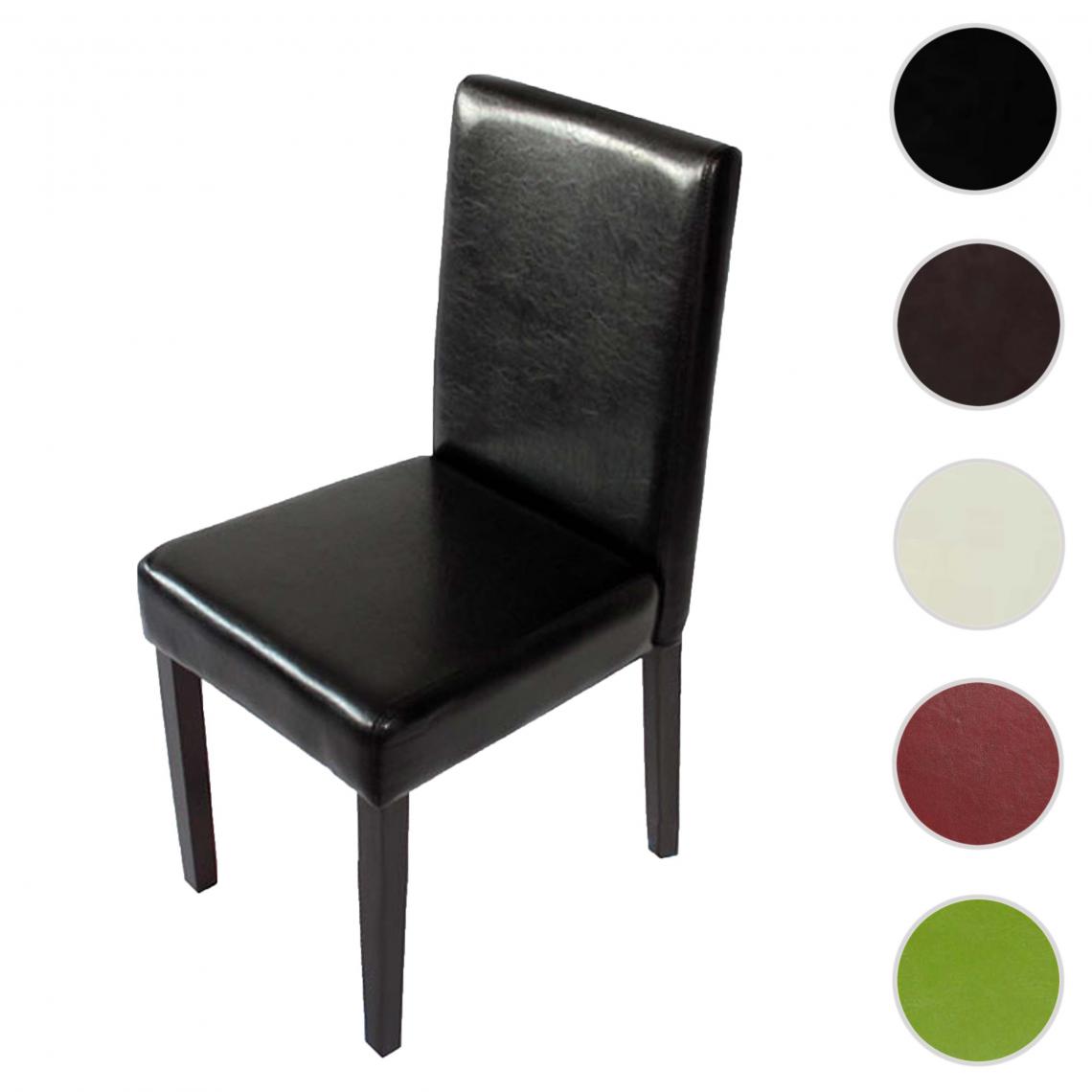 Mendler - Chaise de salle à manger Littau, chaise de cuisine, similicuir ~ noir, pieds foncés - Chaises