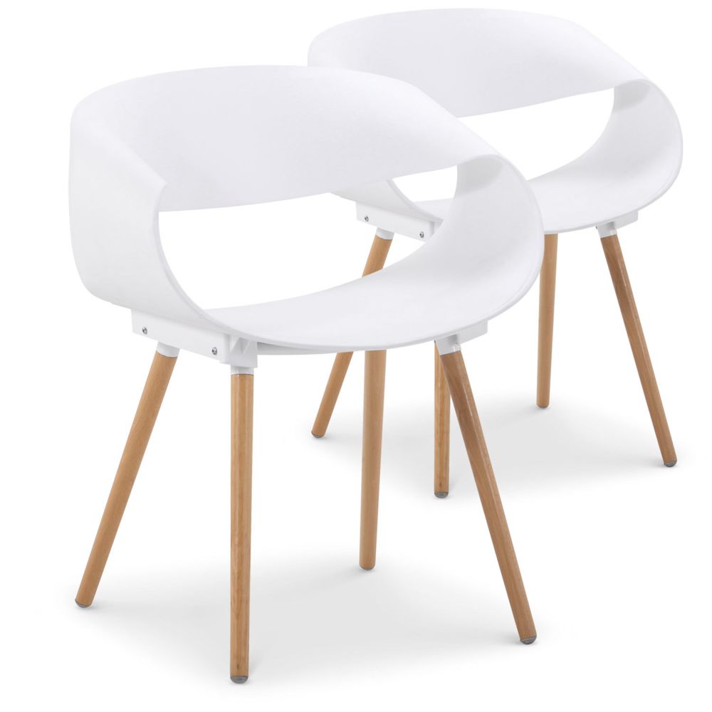 MENZZO - Lot de 2 chaises scandinaves design Zenata Blanc - Chaises