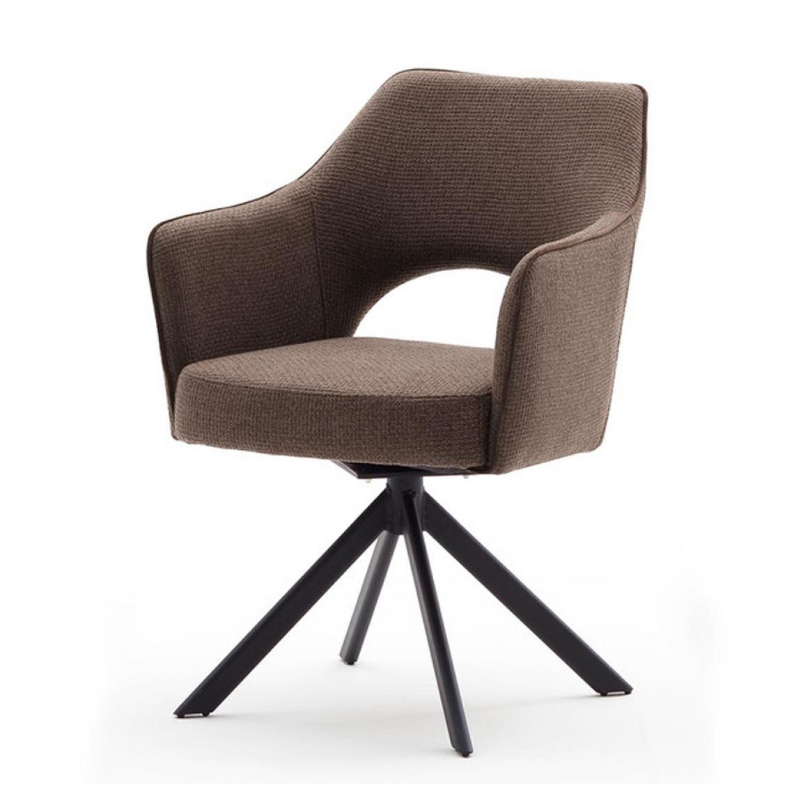 Pegane - Chaise pivotante en métal et tissu coloris capuccino - L.64 x H.85 x P.61 cm -PEGANE- - Chaises