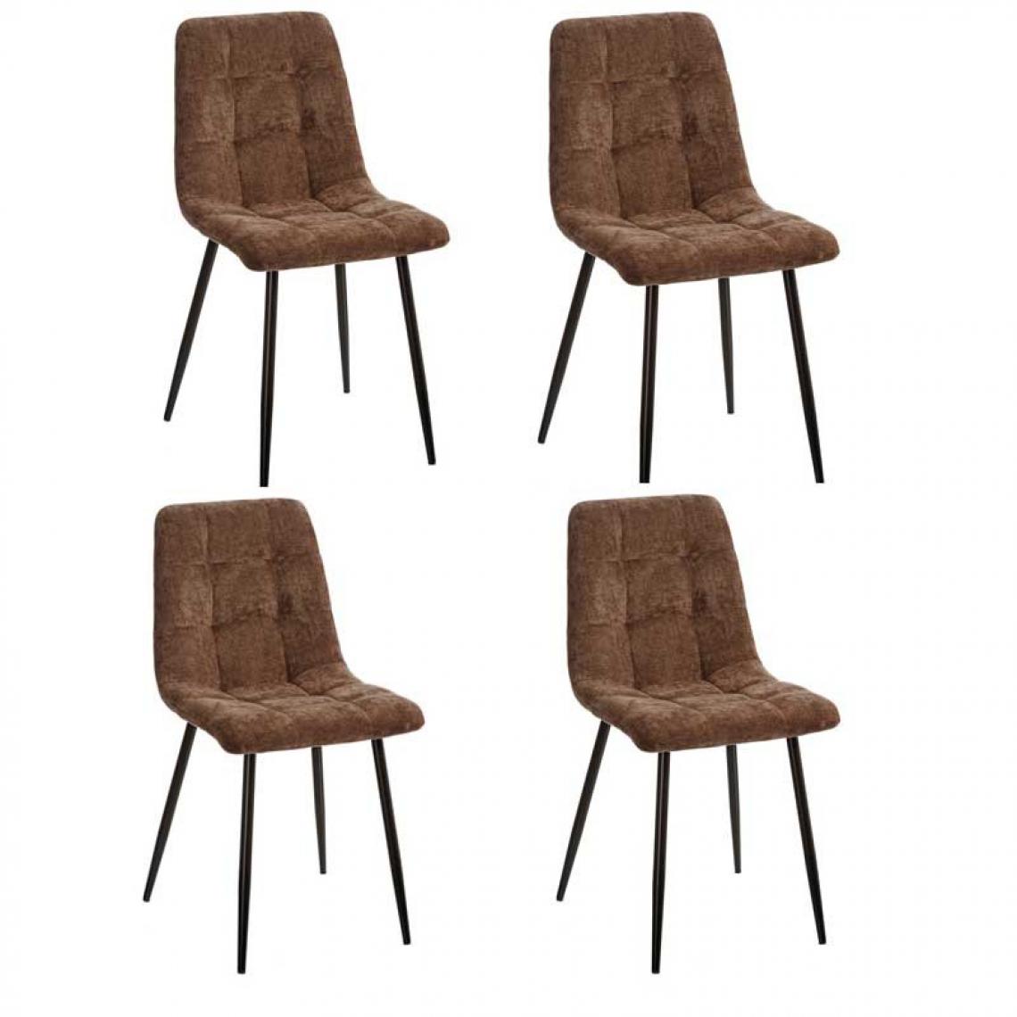 Tousmesmeubles - Quatuor de chaises Tissu/Métal Marron - MIPANDO - Chaises