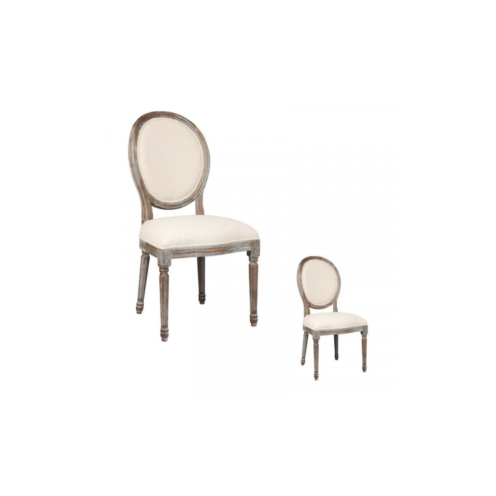 Dansmamaison - Duo de chaises Louis XVI Tissu - LONSOUI - L 50 x l 47 x H 99 cm - Chaises