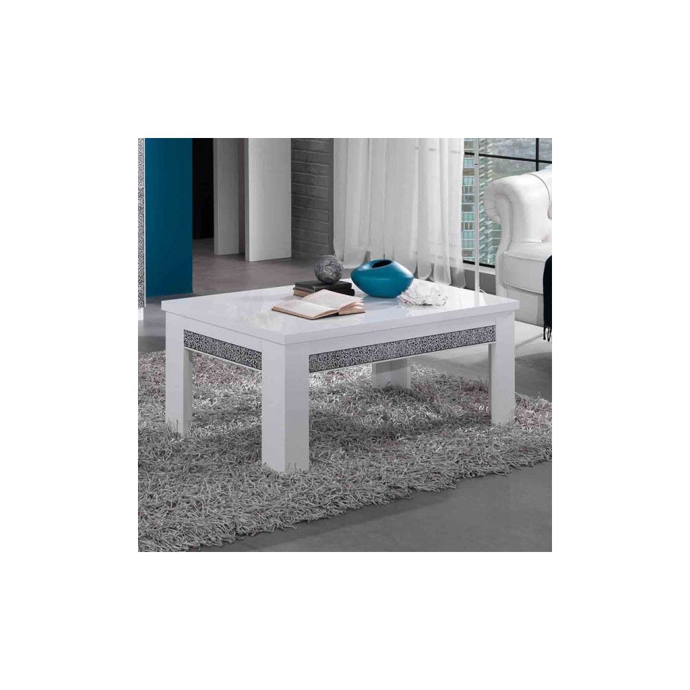 Dansmamaison - Table basse rectangulaire laqué Blanc - CRAC - L 110 x l 60 x H 43 cm - Tables basses