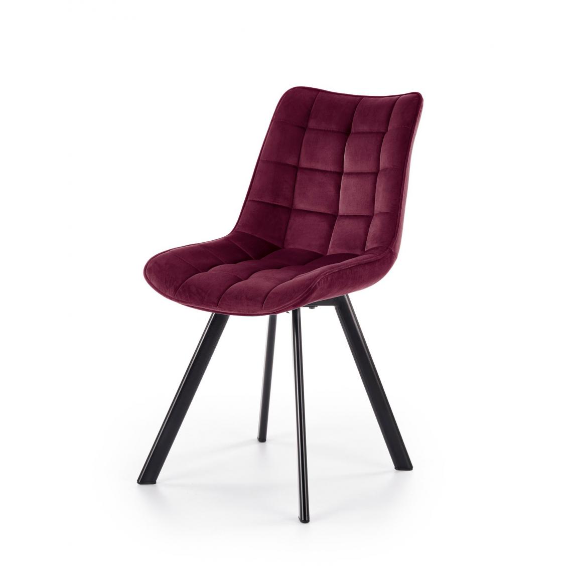 Hucoco - BENTO - Chaise rembourrée style moderne salon/chambre - 84x61x46 - Pieds en acier - Meuble de salle à manger - Rouge - Chaises