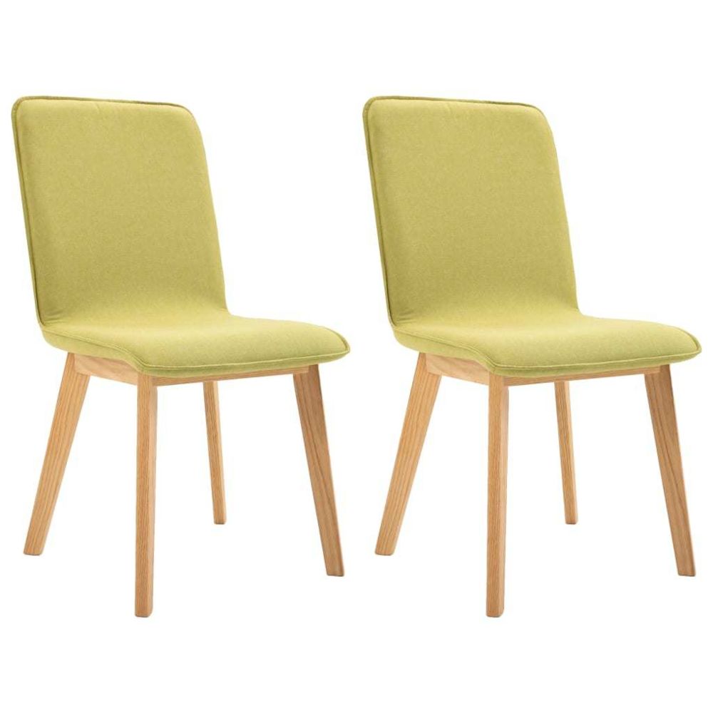 marque generique - Icaverne - Chaises de cuisine & de salle à manger famille 2 pcs Chaises de salle à manger Vert Tissu et chêne massif - Chaises