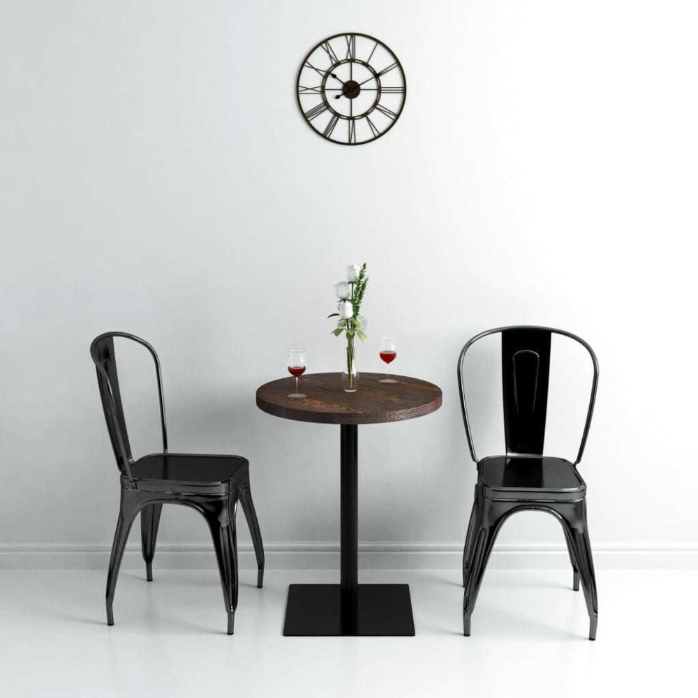 marque generique - Icaverne - Tables de salle à manger et de cuisine ensemble Table de bistro MDF et acier Rond 60 x 75 cm Frêne foncé - Tables à manger