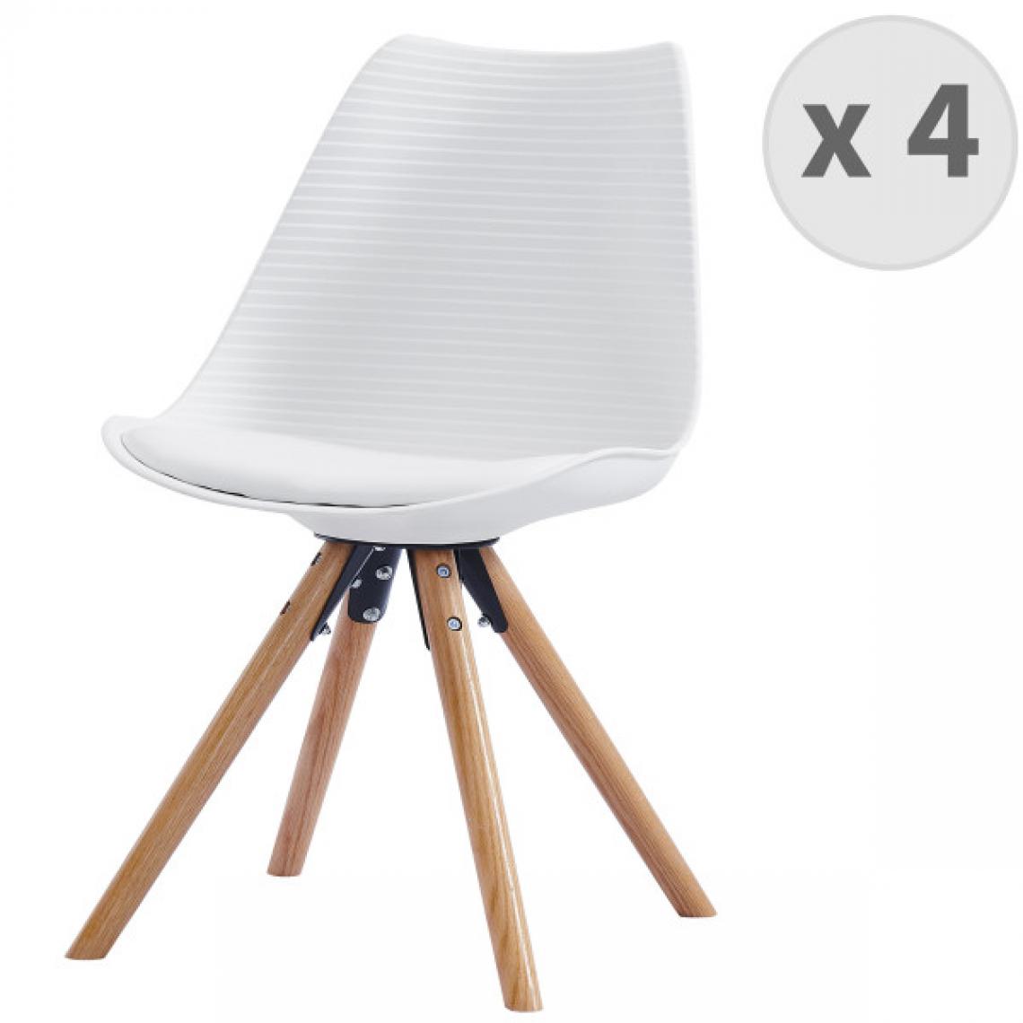 Moloo - CROSS-Chaise scandinave blanc pieds chêne (x4) - Chaises
