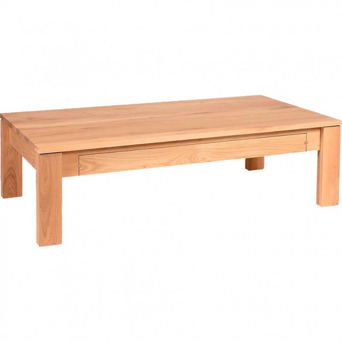 Meubletmoi - Table basse en chêne massif rectangulaire avec 1 tiroir - MONO 2545 - Tables basses