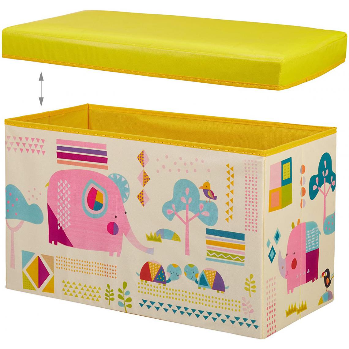 Helloshop26 - Tabouret coffre boîte jouet pouf rangement enfant jaune 13_0002763_2 - Tabourets