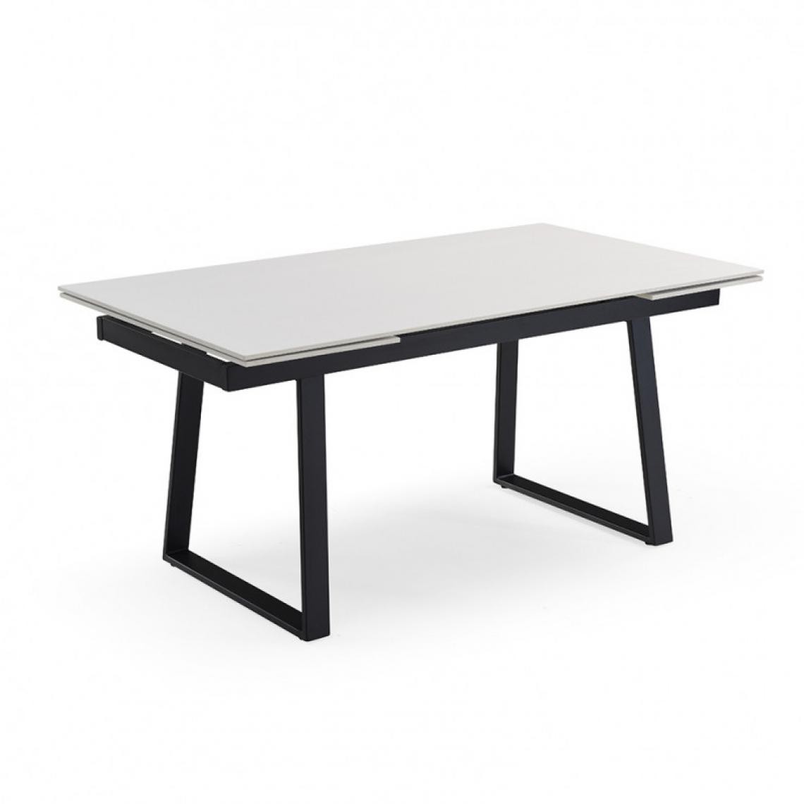Meubletmoi - Table extensible 160/240 cm céramique blanc pieds luge - OREGON 02 - Tables à manger