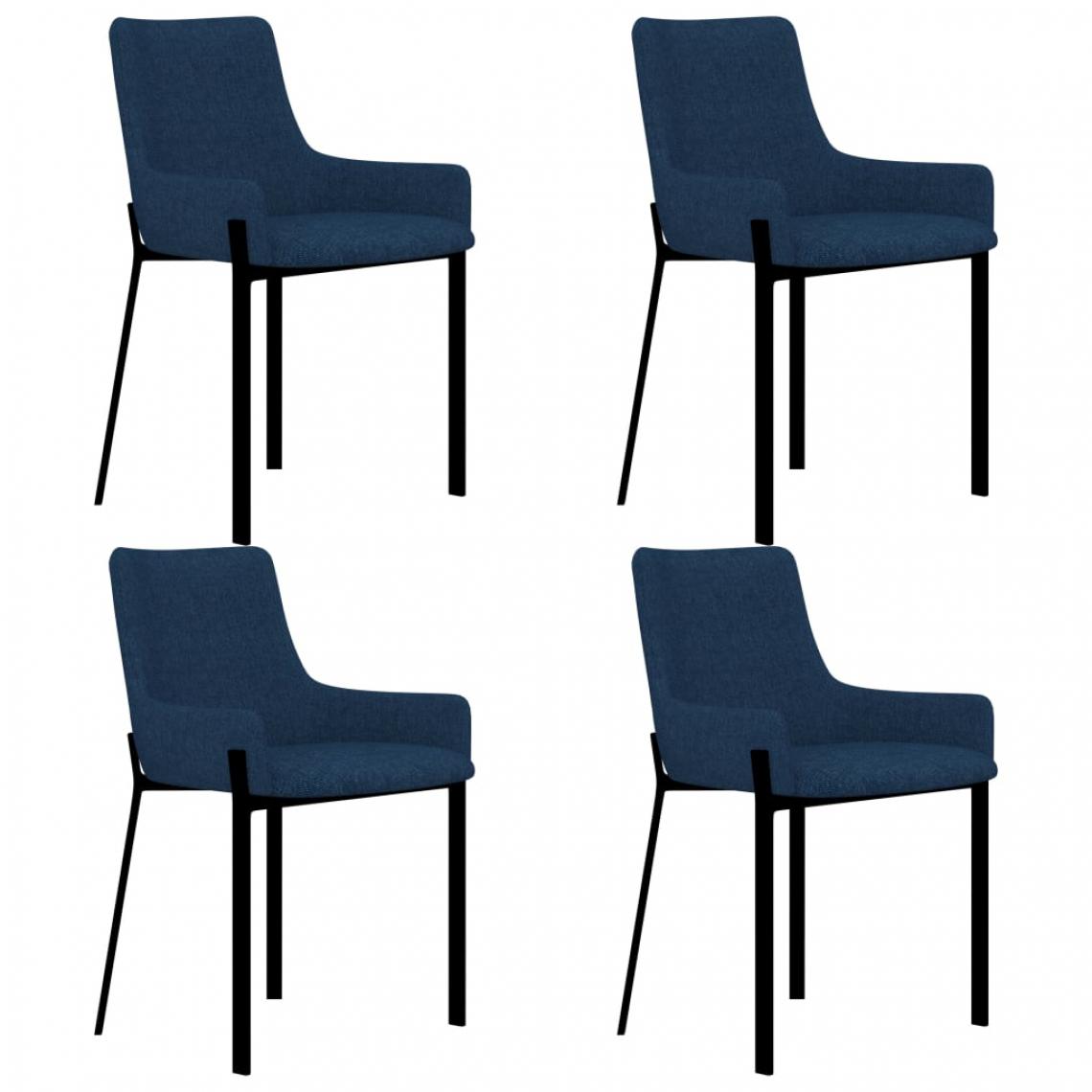 Chunhelife - Chunhelife Chaises de salle à manger 4 pcs Bleu Tissu - Chaises
