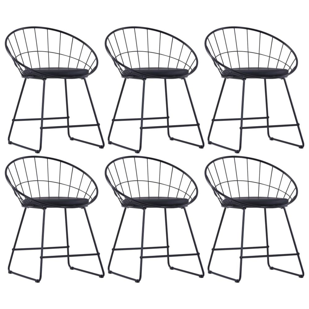marque generique - Contemporain Fauteuils et chaises edition Antananarivo Chaises de salle à manger Similicuir 6 pcs Noir Acier - Chaises