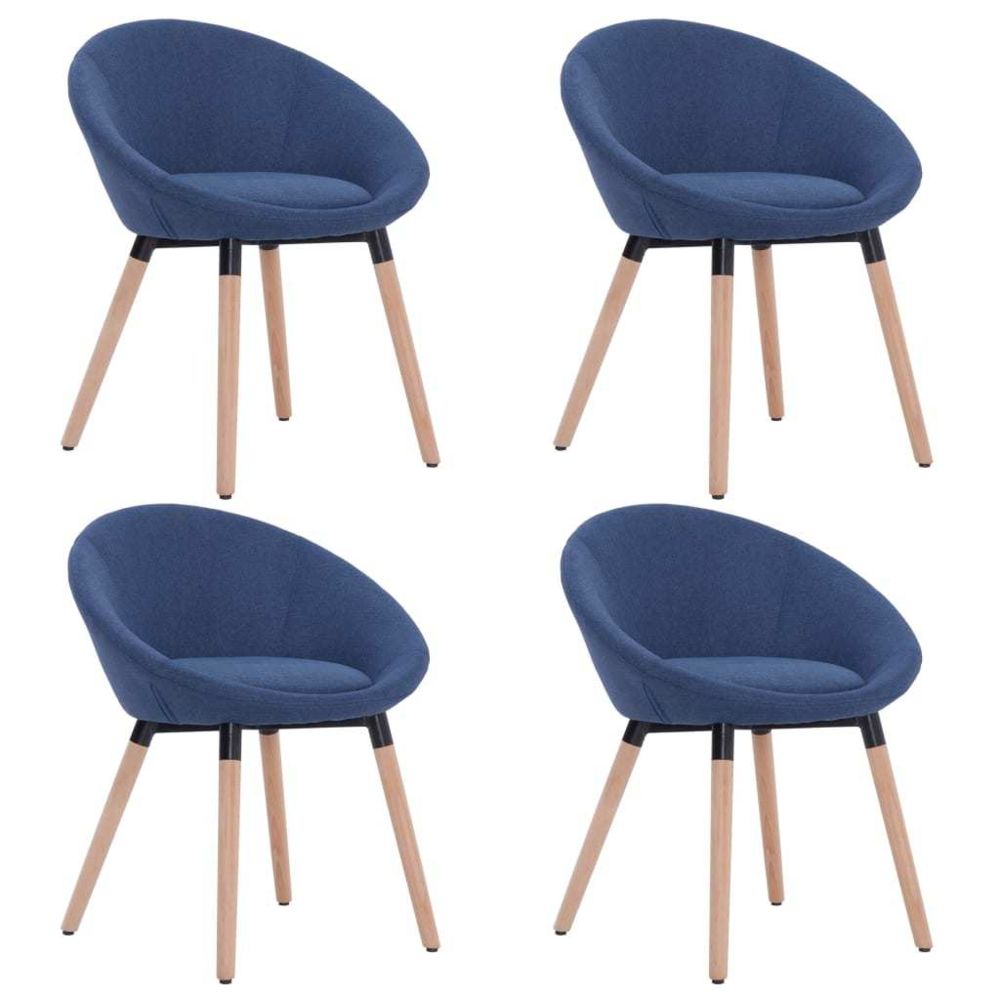 marque generique - Icaverne - Chaises de cuisine reference 4 pcs Chaises de salle à manger Bleu Tissu - Chaises