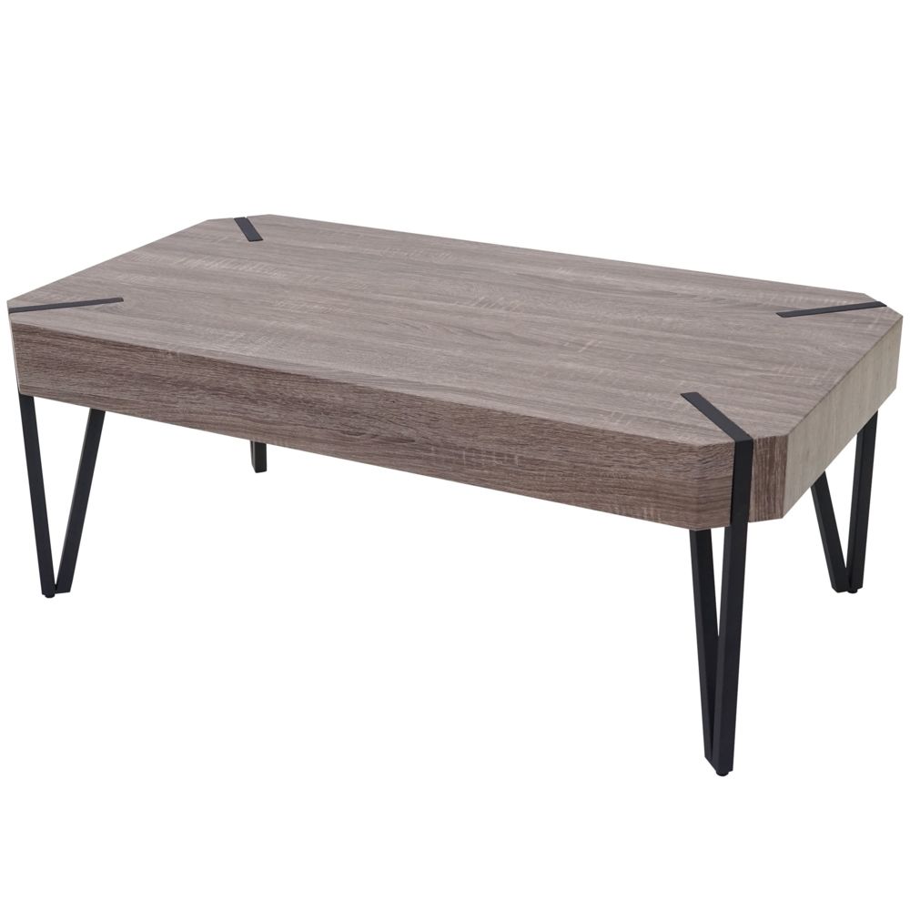Mendler - Table basse de salon Kos T573, FSC 43x110x60cm ~ chêne foncé, pieds métalliques foncés - Meubles TV, Hi-Fi