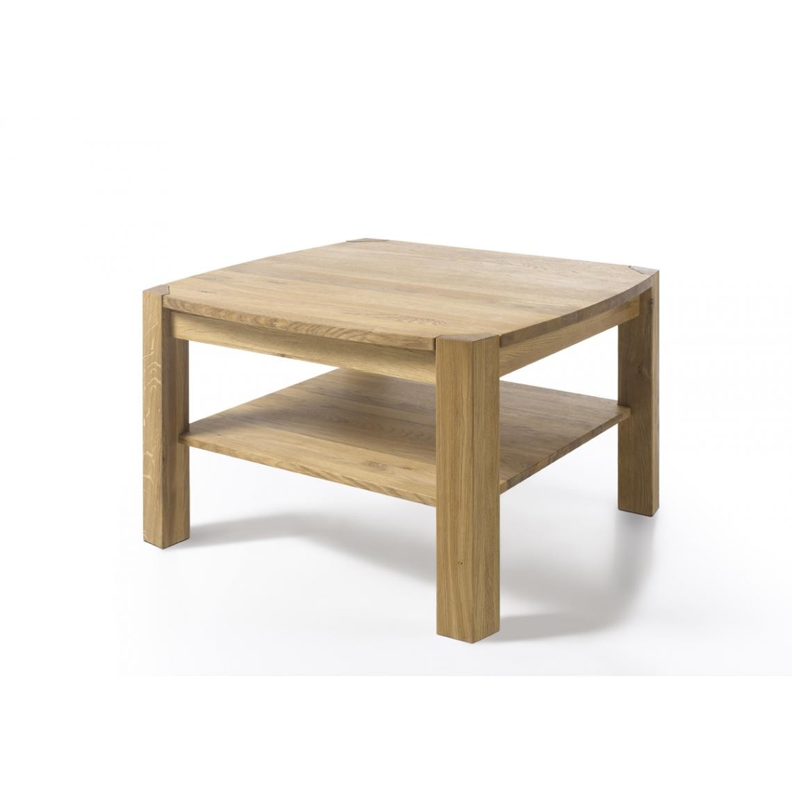 Pegane - Table basse en chêne noueux huilé cire avec tablette - L83 x H55 x P83 cm - Tables basses