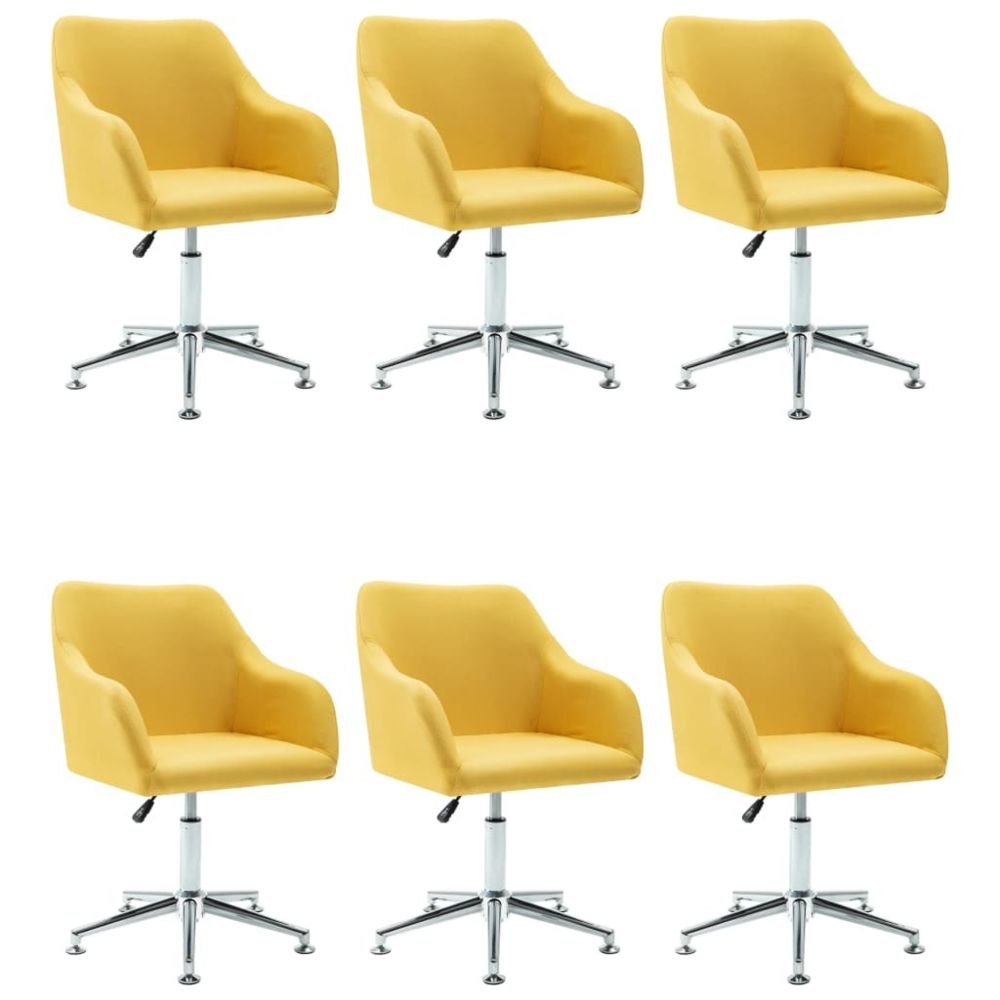 marque generique - Icaverne - Chaises de cuisine & de salle à manger categorie 6 pcs Chaises pivotantes de salle à manger Jaune Tissu - Chaises