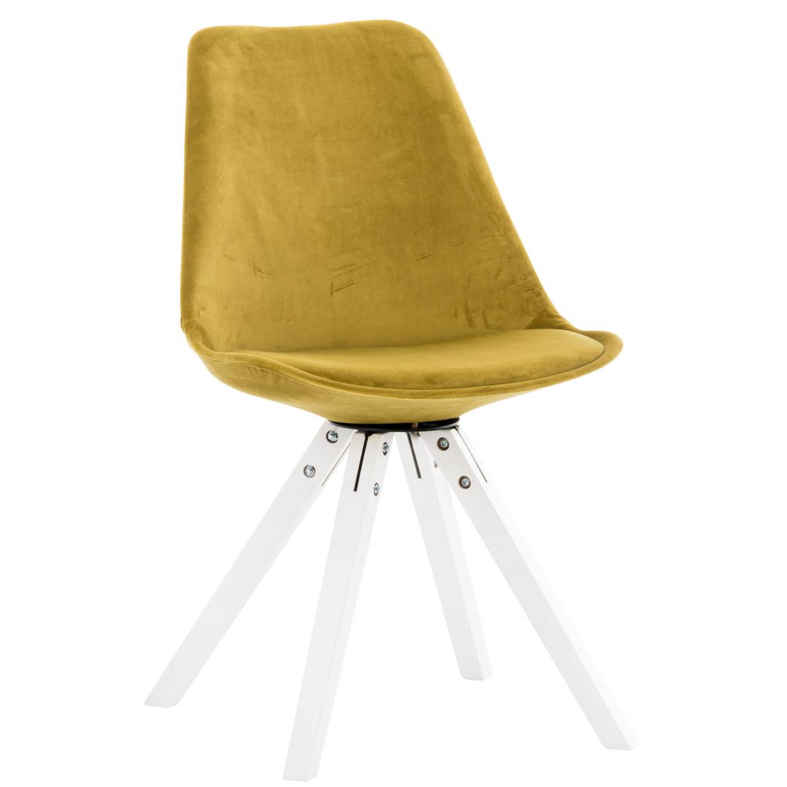 Icaverne - Moderne Chaise gamme Manille Velvet Carrée blanche couleur Jaune - Chaises