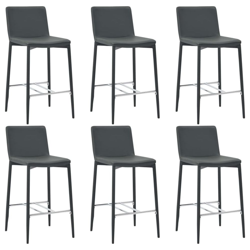 marque generique - Superbe Fauteuils et chaises collection Nassau Chaises de bar 6 pcs Gris Similicuir - Tabourets