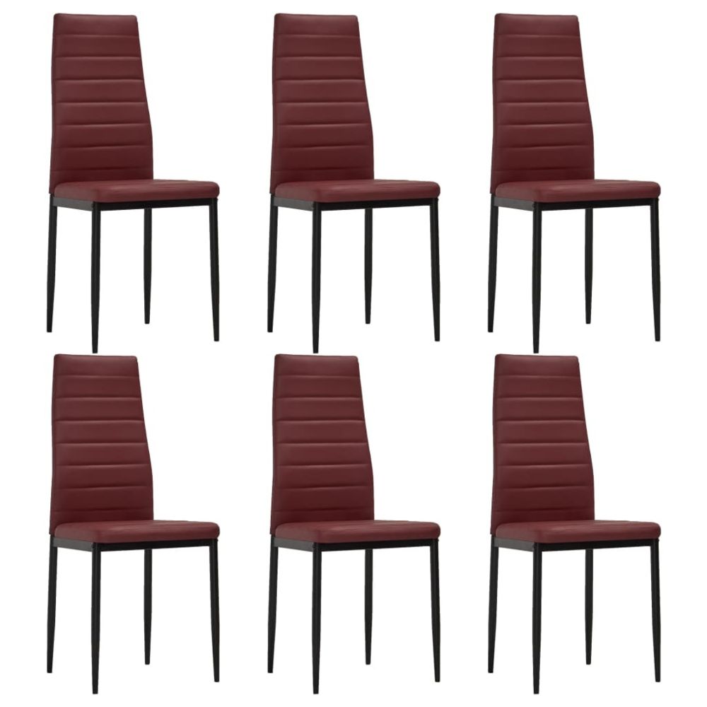 marque generique - Splendide Fauteuils et chaises gamme Nairobi Chaises de salle à manger 6 pcs Rouge bordeaux Similicuir - Chaises