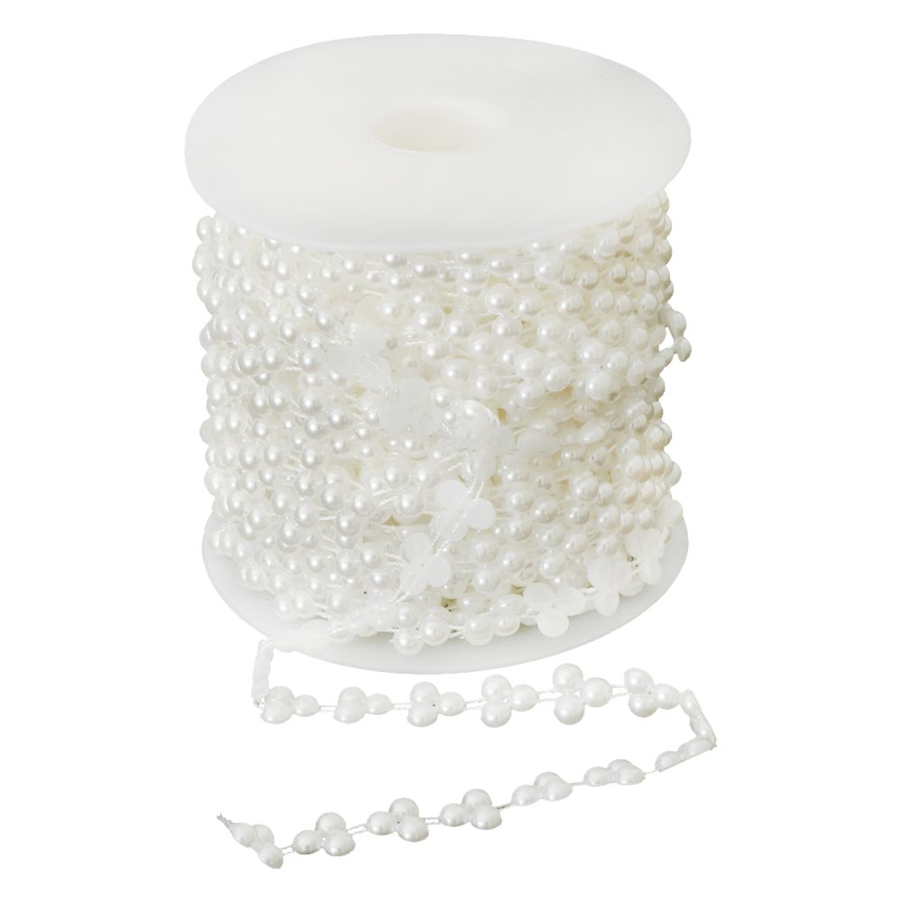 marque generique - 15m demi perles rondes perles chaîne guirlande brins mariage décor blanc - Objets déco