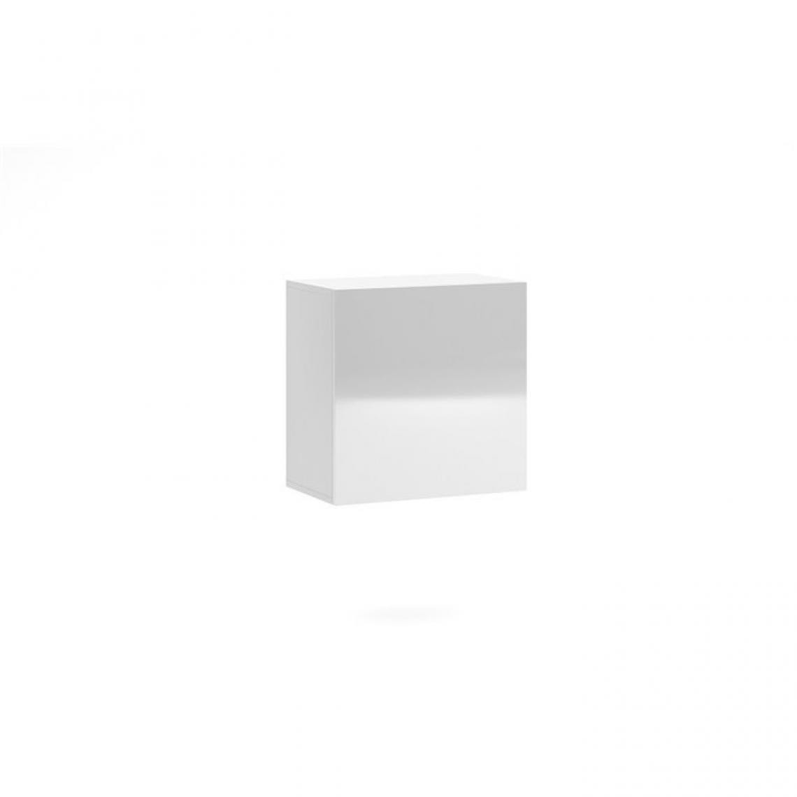 Hucoco - VIVIO - Étagère cube à suspendre style contemporain salon/séjour - 50x50x30 cm - Étagère murale avec porte - Gloss + Mat - Blanc - Etagères