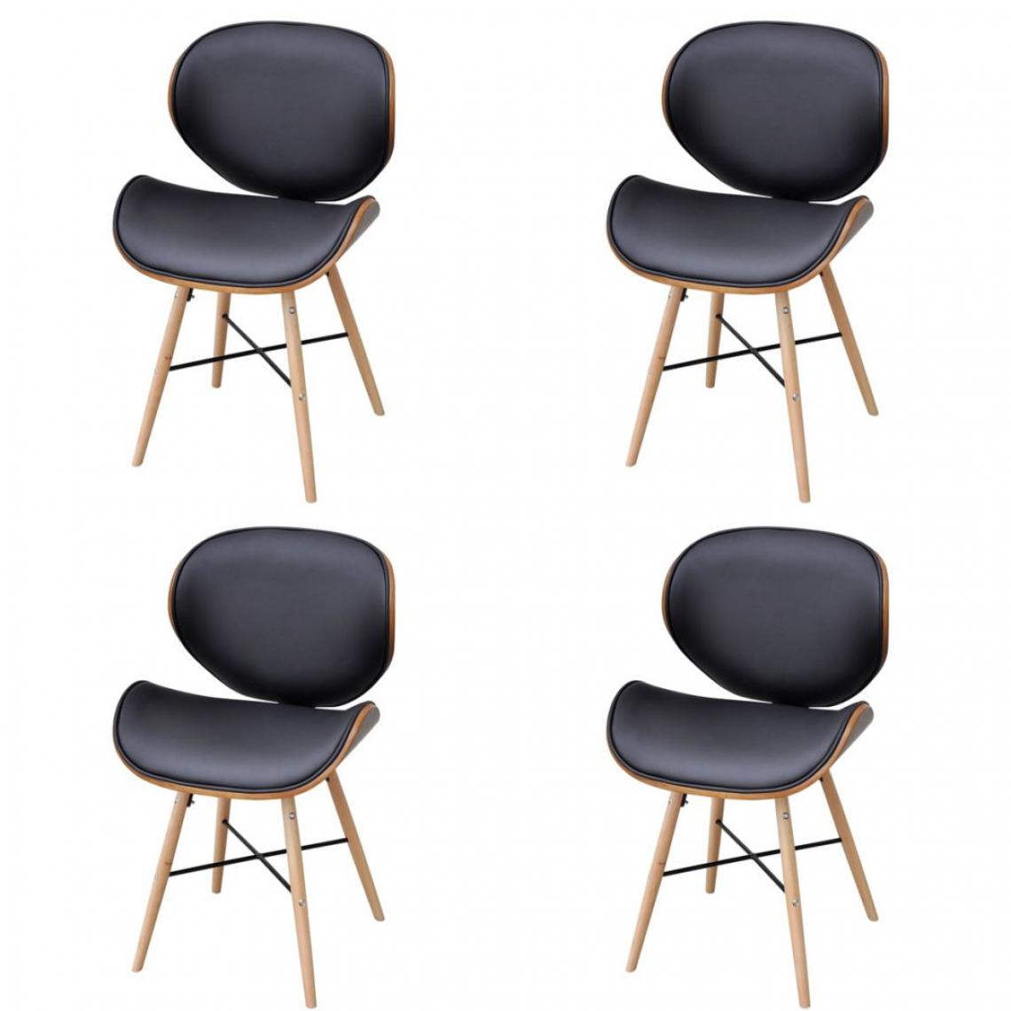 Vidaxl - Chaise de salle à manger 4 pcs Cadre en bois courbé - Noir - Chaises
