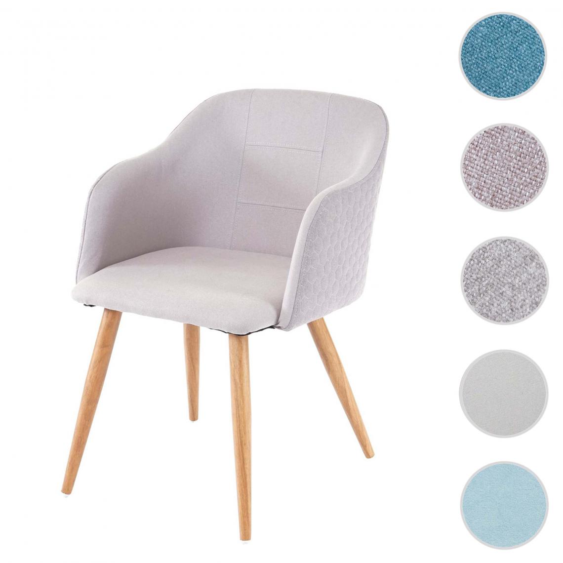 Mendler - Chaise de salle à manger HWC-D71, chaise de cuisine, design rétro, accoudoirs tissu/textile ~ gris clair - Chaises