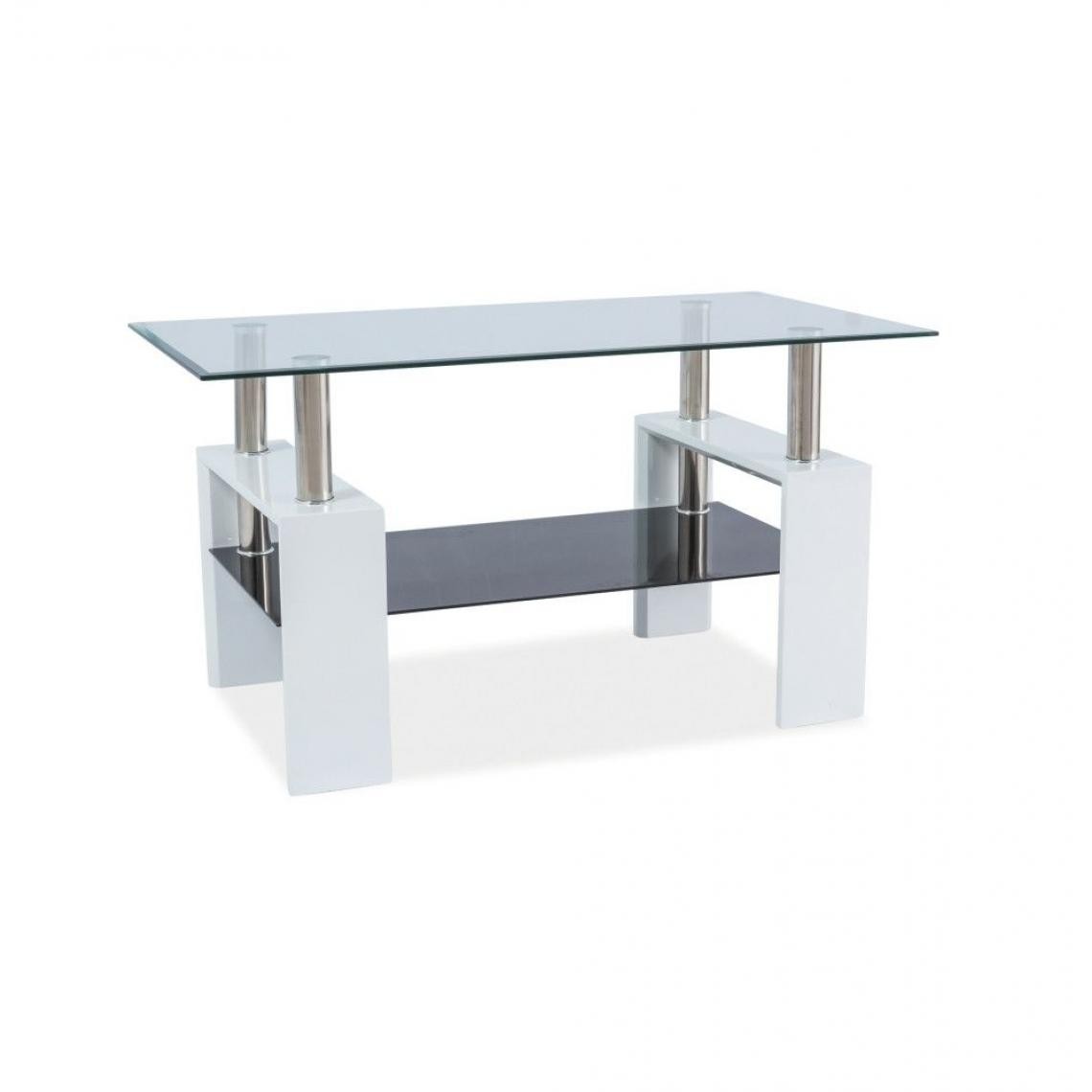 Ac-Deco - Table basse double niveau - Lisa III - 110 x 60 x 60 cm - Blanc laqué - Tables basses