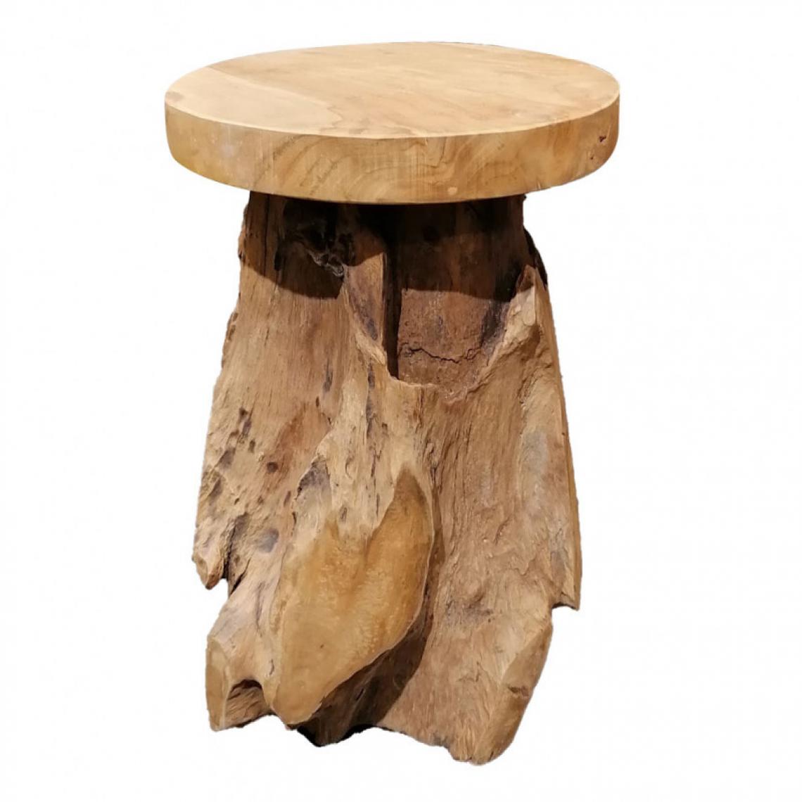 Meubletmoi - Tabouret/table d’appoint en bois de teck et piètement racine - DAPHNE - Tabourets