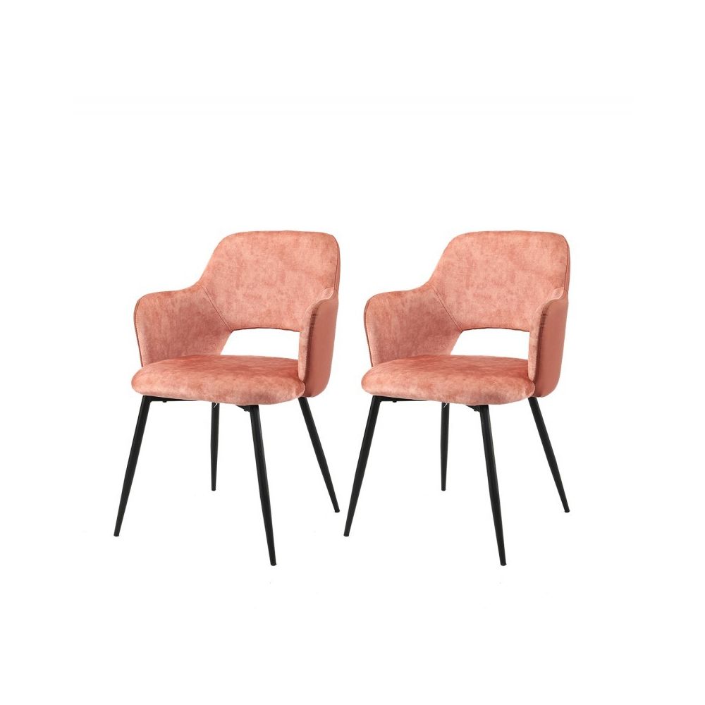 Meubletmoi - Lot de 2 chaises rose bi-matière pieds métal noir - LILOU - Chaises