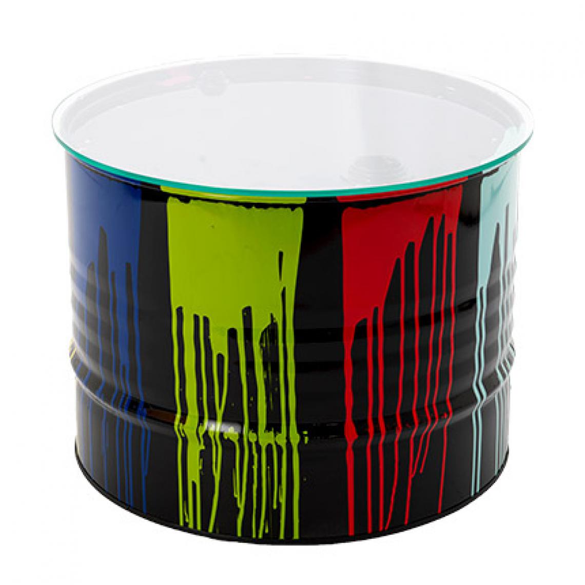 Amadeus - Table basse tonneau en verre et métal multicolore - TONNO - Tables basses