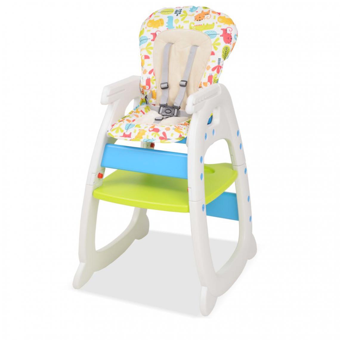 Icaverne - Icaverne - Chaises pour enfants selection Chaise haute convertible 3-en-1 avec table Bleu et vert - Chaises
